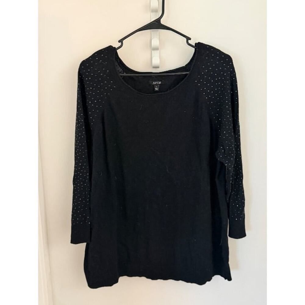 Apt. 9 Black Studded Sleeve Sweater - Size XL - Soft Knit